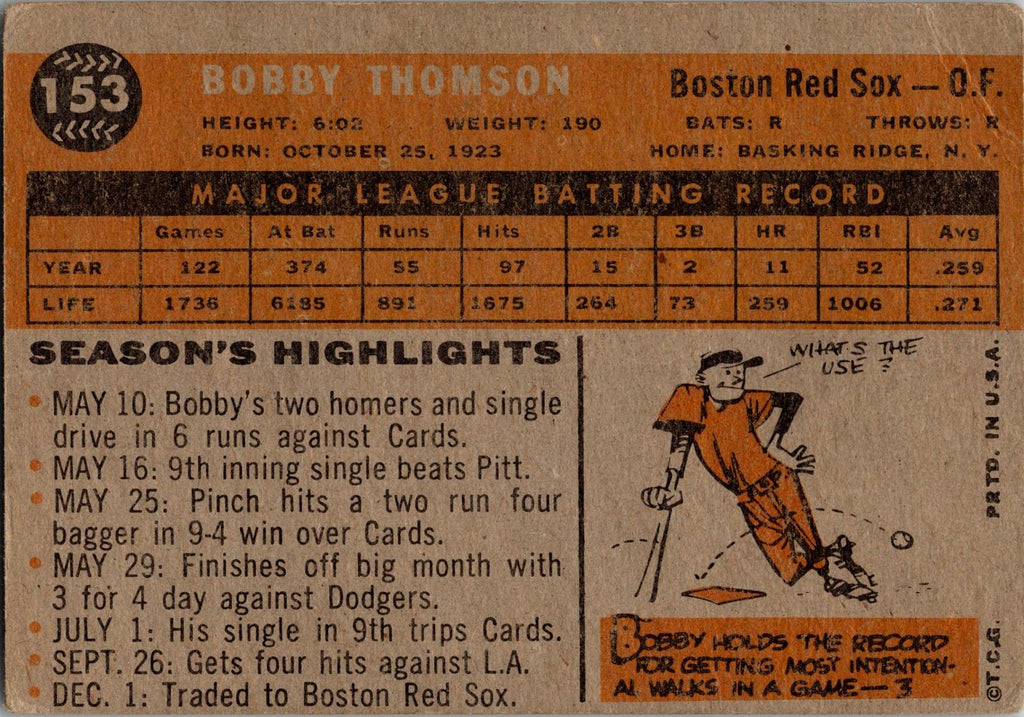 1960 Topps #153 Bobby Thomson