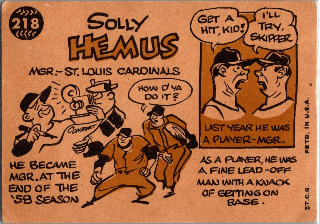 1960 Topps #218 Solly Hemus