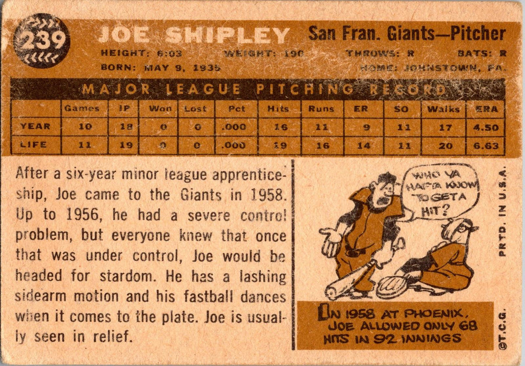 1960 Topps #239 Joe Shipley