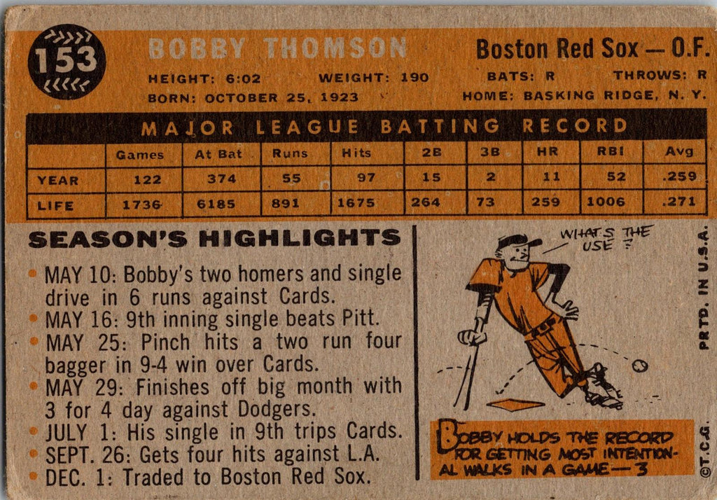 1960 Topps #153 Bobby Thomson