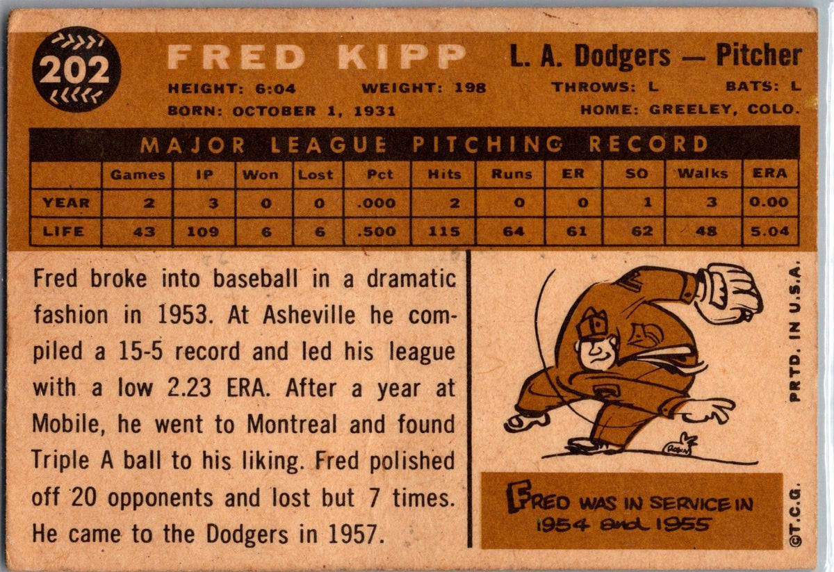 1960 Topps #202 Fred Kipp