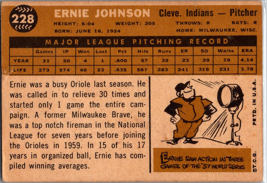 1960 Topps #228 Ernie Johnson