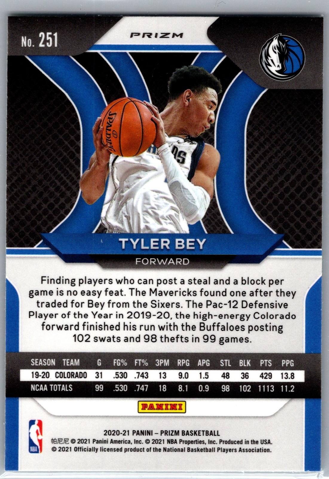 2020-21 Panini Prizm #251 Tyler Bey Green Prizm