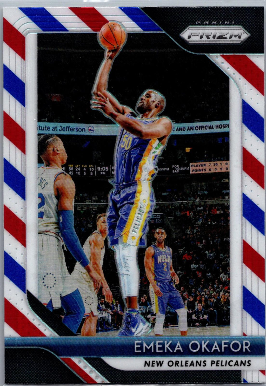 2018-19 Panini Prizm #187 Emeka Okafor Prizm Red White and Blue