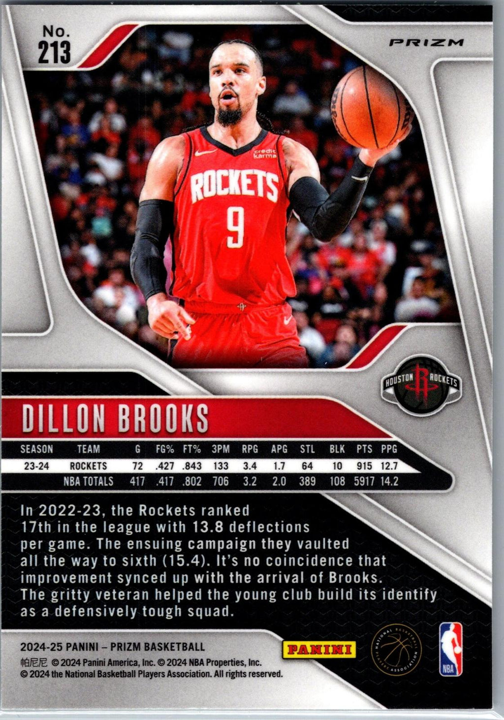 2024-25 Panini Prizm #213 Dillon Brooks Prizm Green