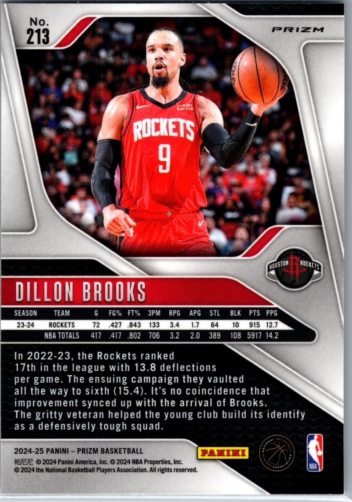 2024-25 Panini Prizm #213 Dillon Brooks Prizm Green