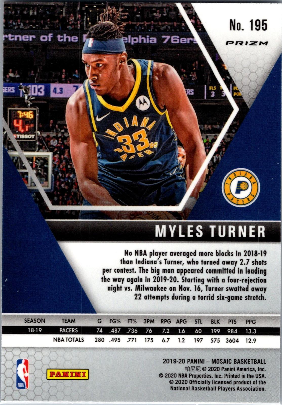 2019 Panini Mosaic Myles Turner Disco Prizm