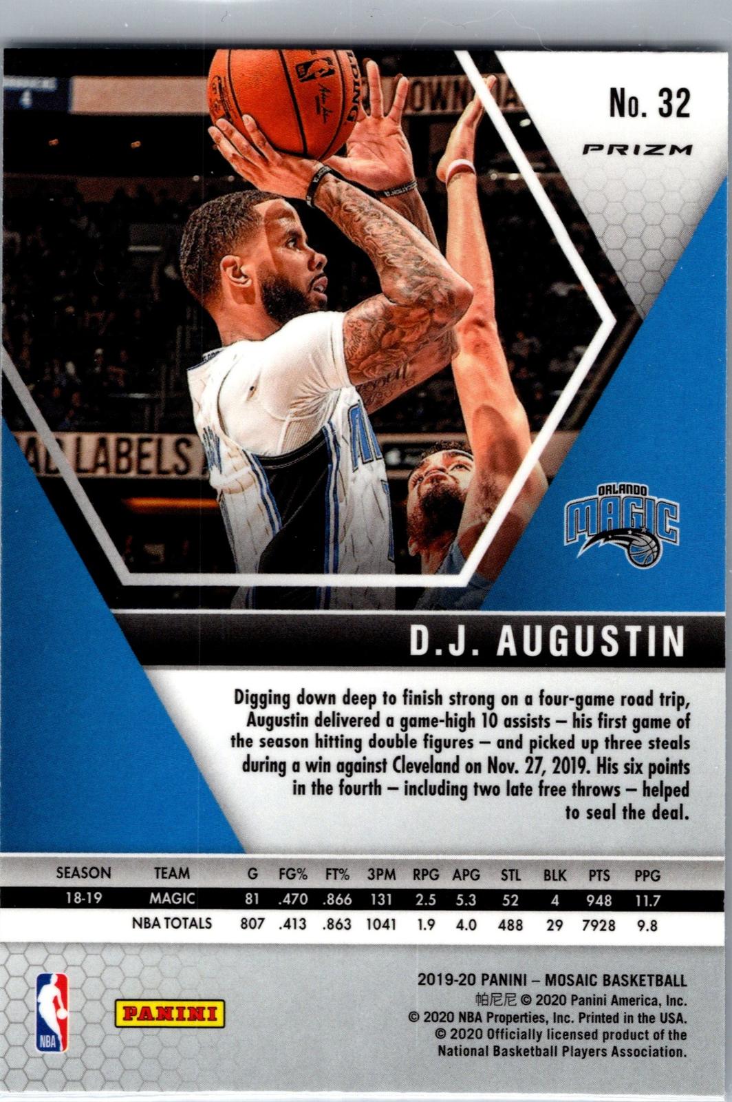 2019-20 MOSAIC FAST BREAK SILVER DISCO PRIZM #32 D.J. AUGUSTIN