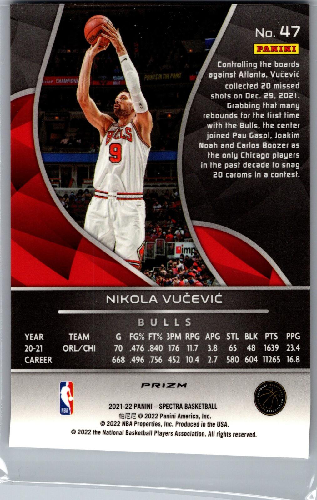 2021-22 Panini Spectra #47 Nikola Vucevic Silver