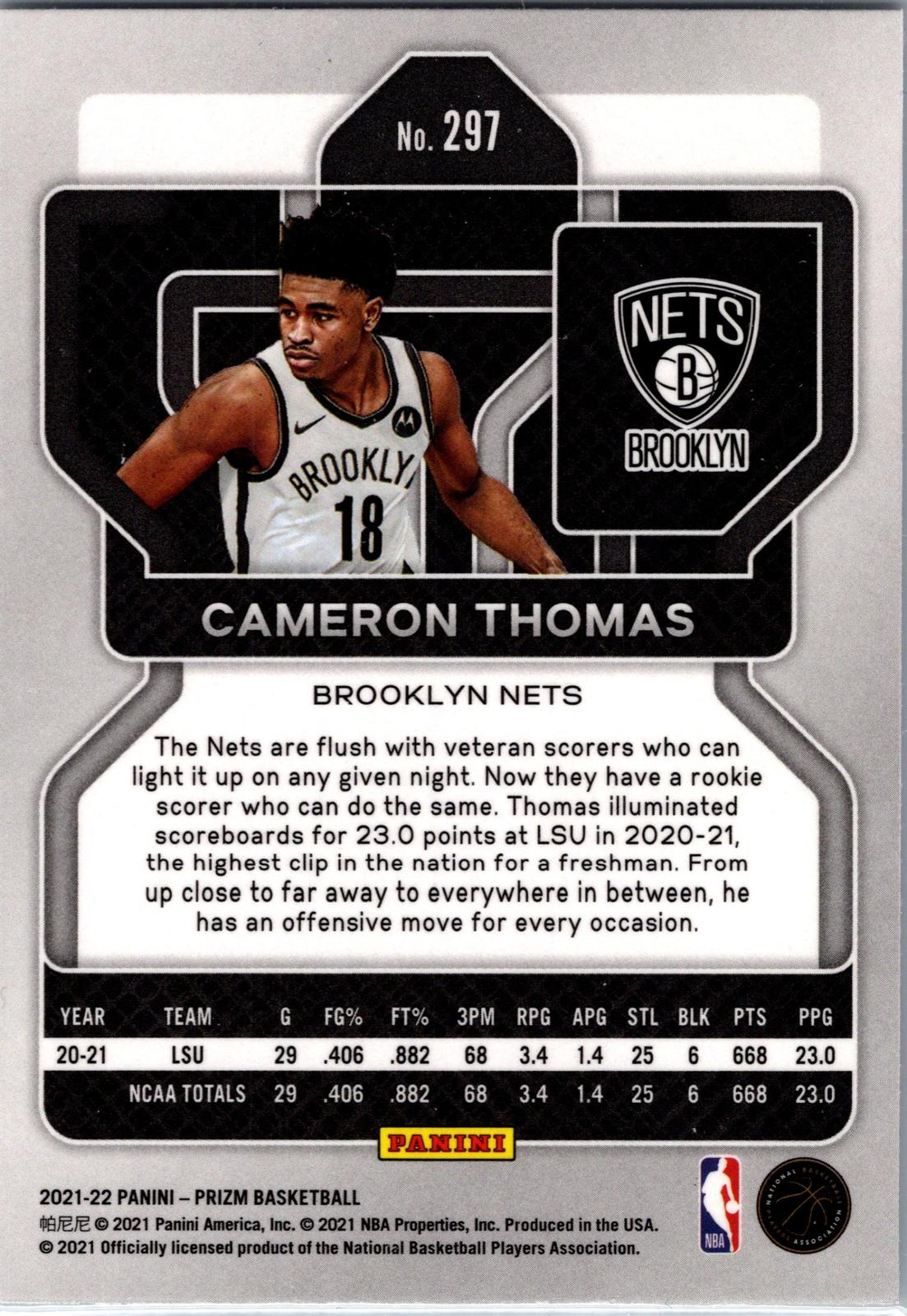 2021-22 Panini Prizm #297 Cameron Thomas