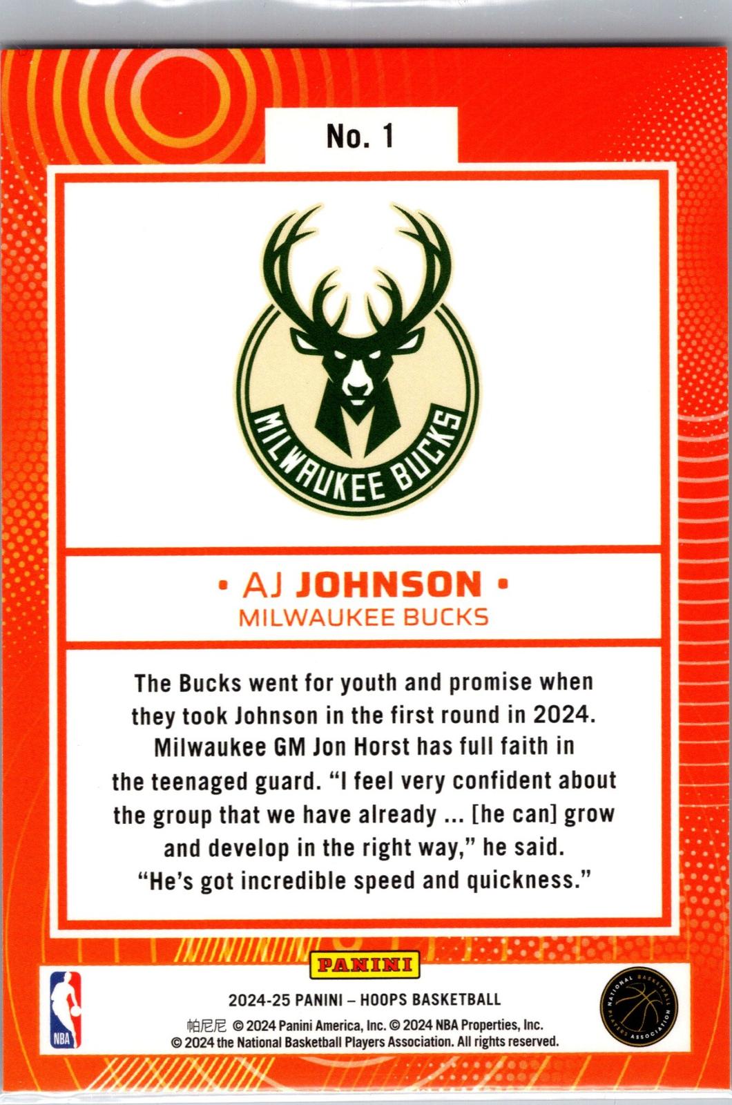 2024-25 Hoops #1 AJ Johnson We Got Next