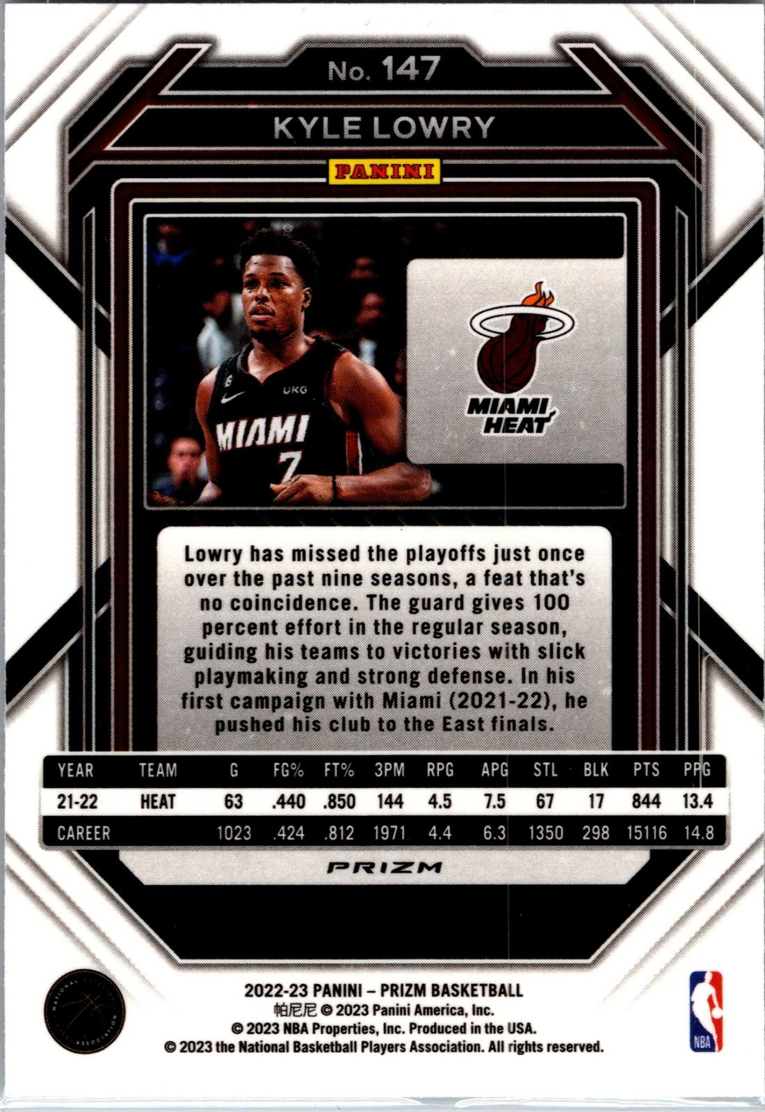2022-23 Panini Prizm #147 Kyle Lowry Prizm Ice
