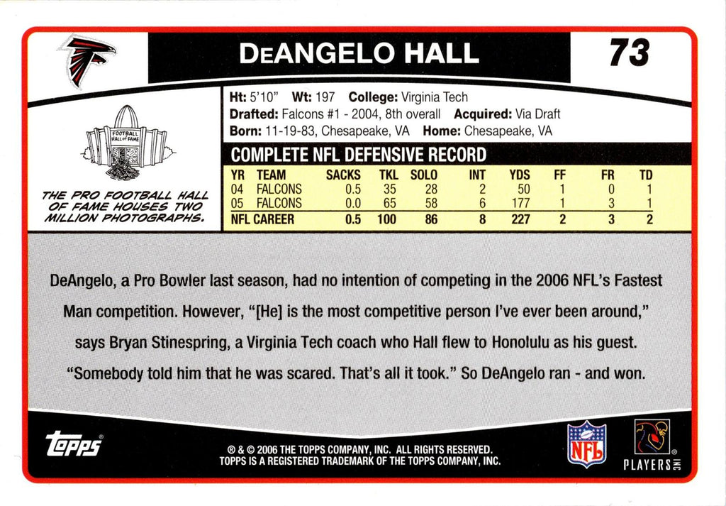 2006 Topps #73 DeAngelo Hall