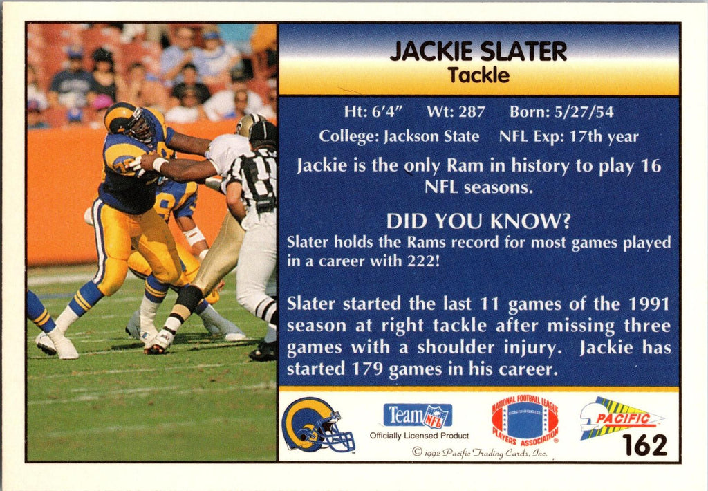 1992 Pacific #162 Jackie Slater