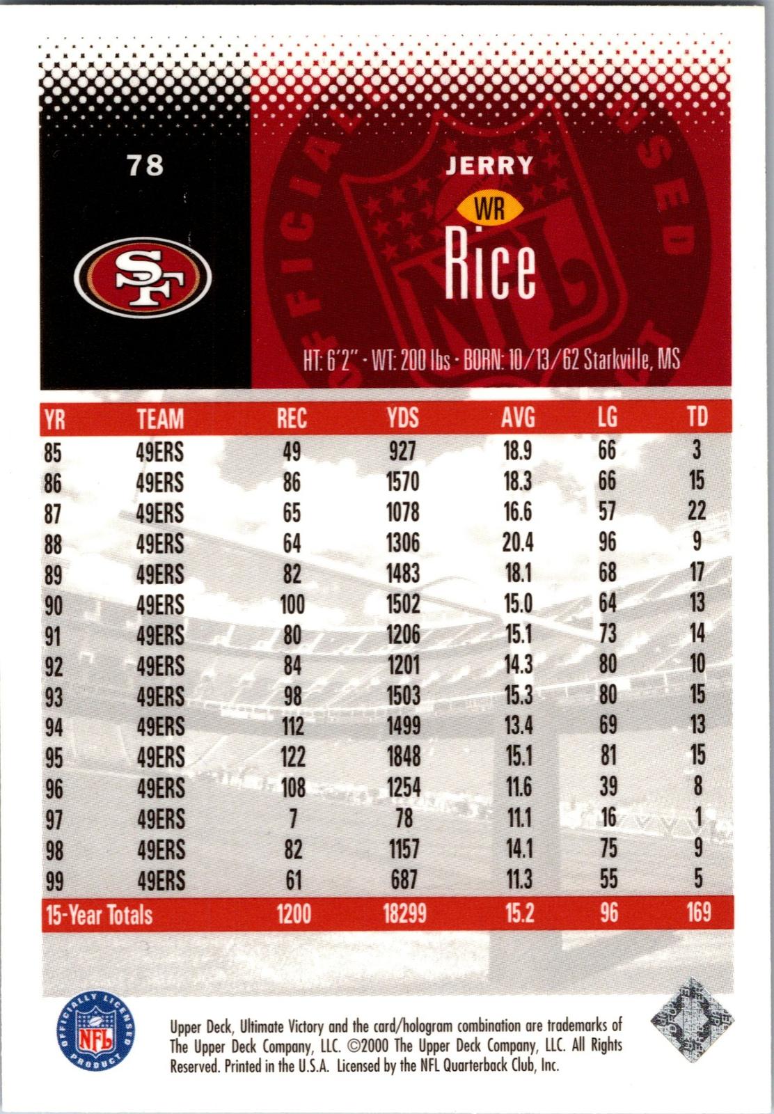 2000 Upper Deck Ultimate Victory #78 Jerry Rice