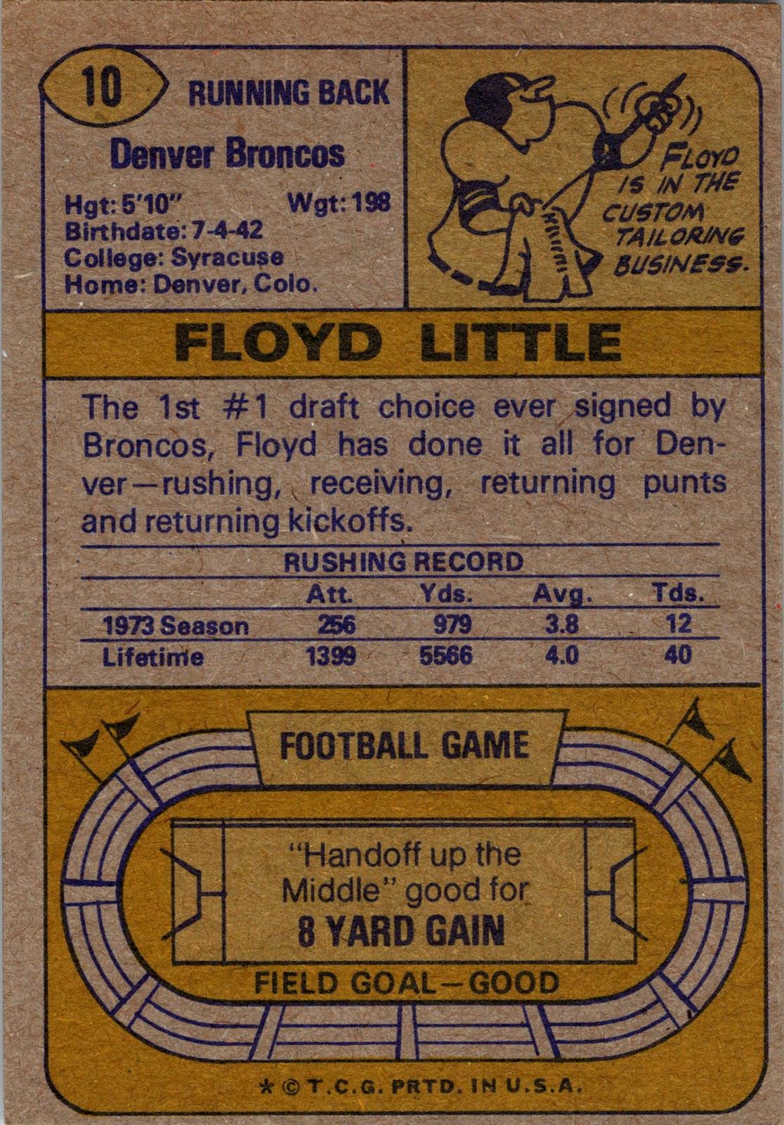1974 Topps #10 Floyd Little