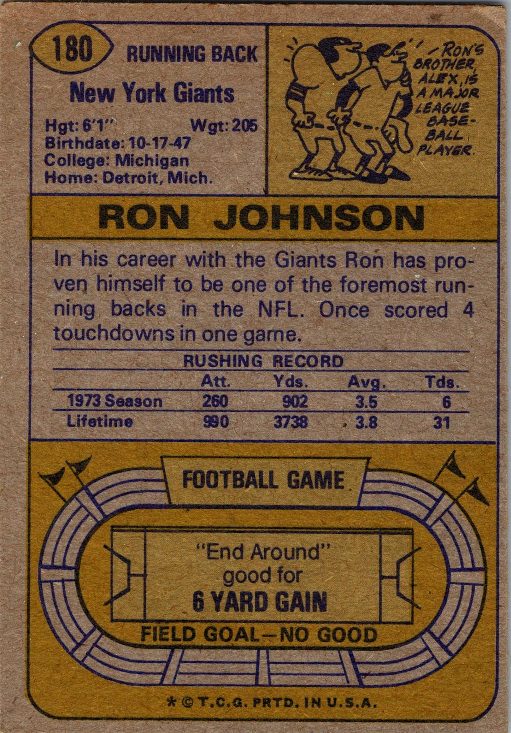 1974 Topps #180 Ron Johnson