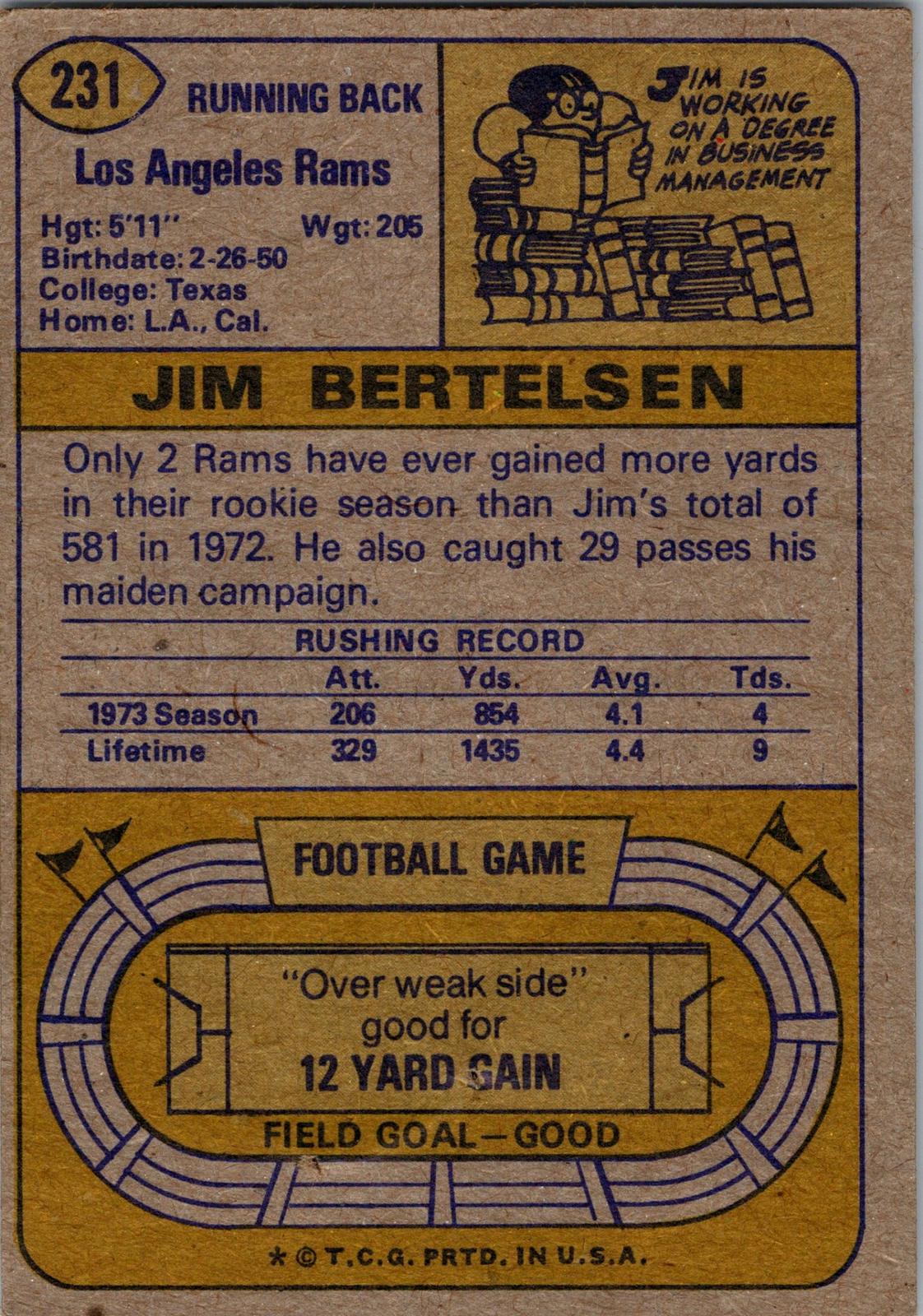 1974 Topps #231 Jim Bertelsen