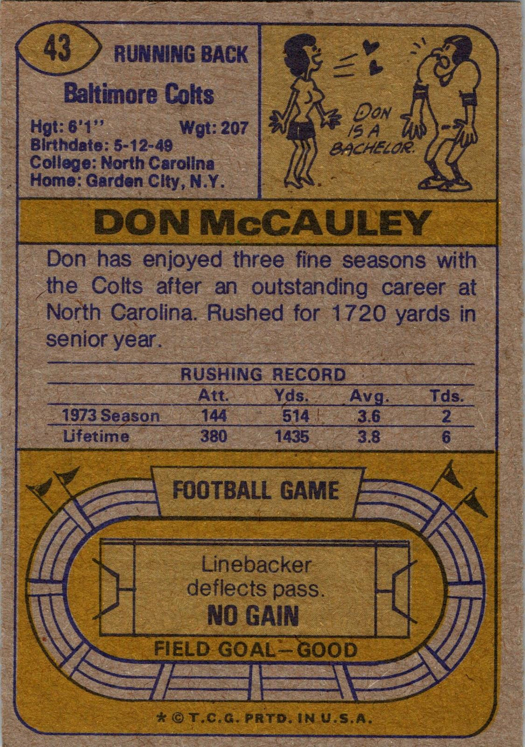 1974 Topps #43 Don McCauley