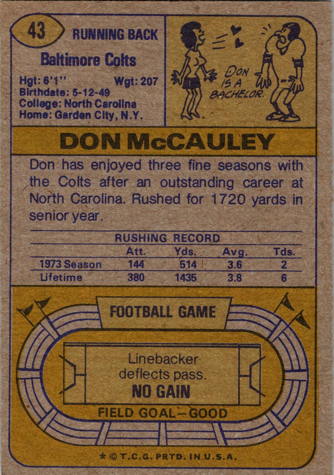 1974 Topps #43 Don McCauley
