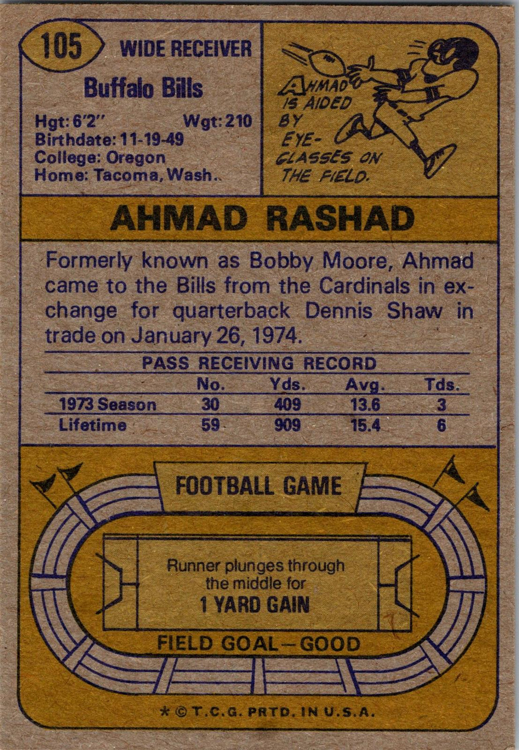 1974 Topps #105 Ahmad Rashad