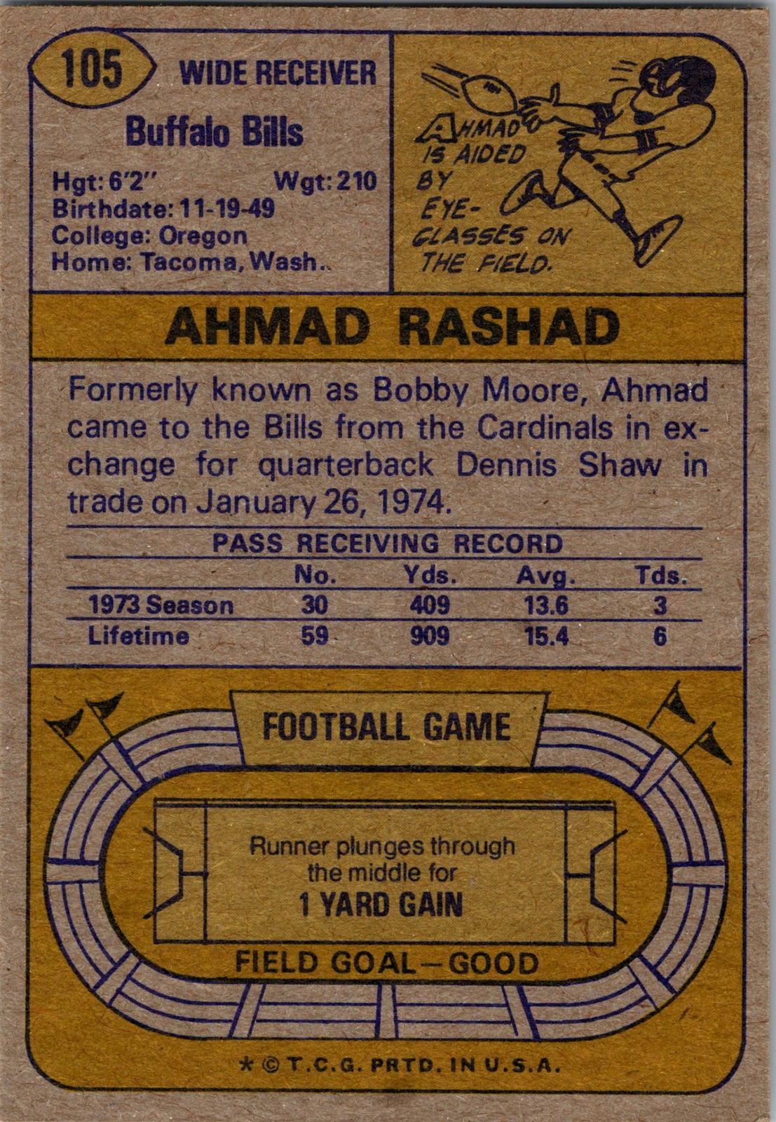 1974 Topps #105 Ahmad Rashad