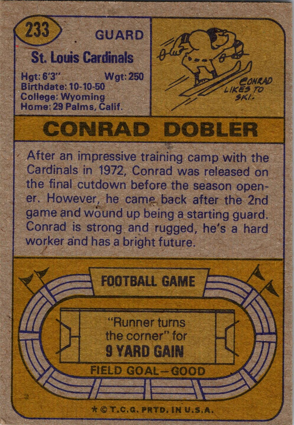 1974 Topps #233 Conrad Dobler
