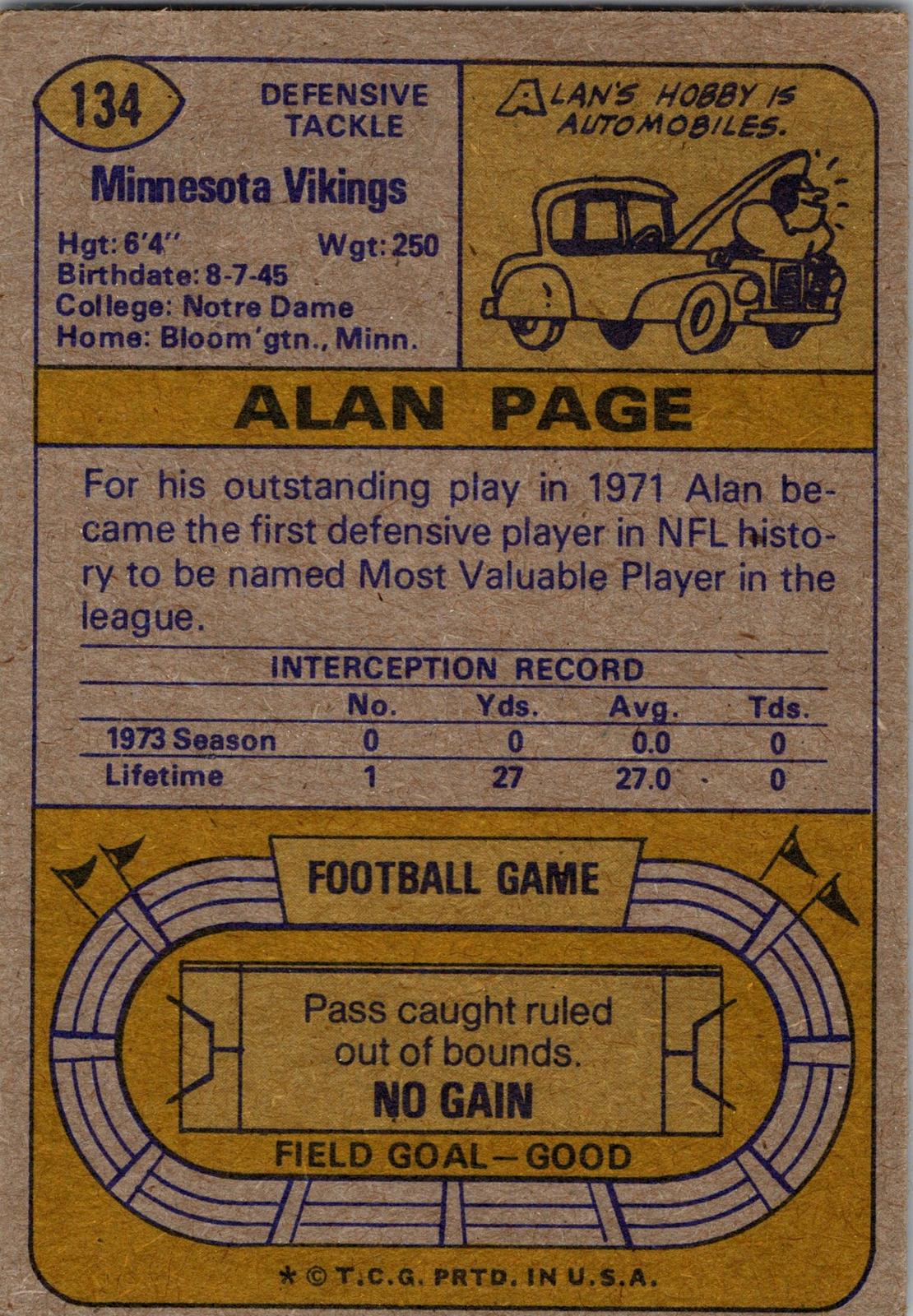 1974 Topps #134 Alan Page