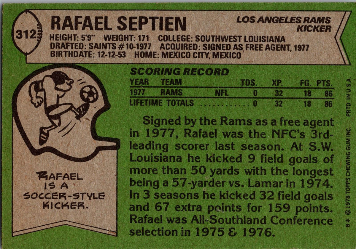 1978 Topps #312 Rafael Septien