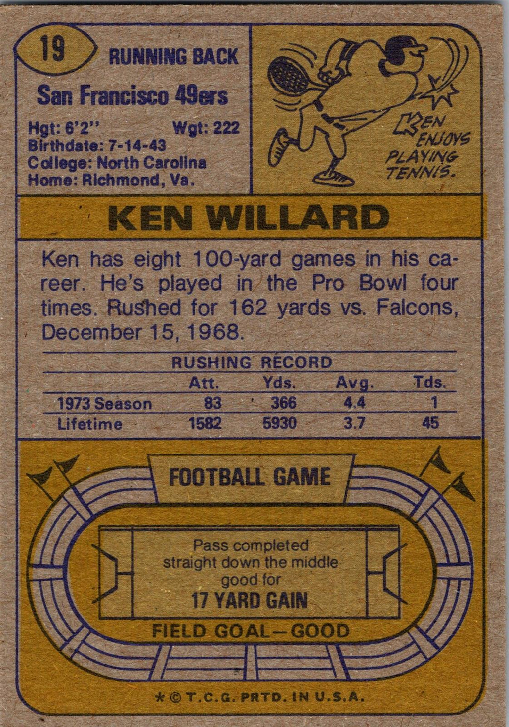 1974 Topps #19 Ken Willard
