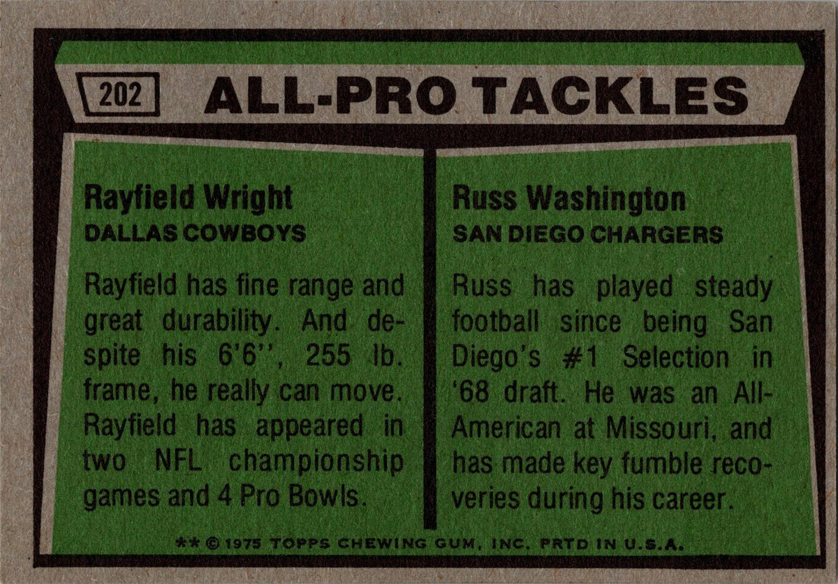1975 Topps #202 1974 All-Pro Tackles (Rayfield Wright / Russ Washington)