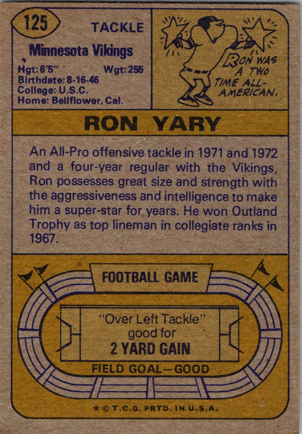 1974 Topps #125 Ron Yary