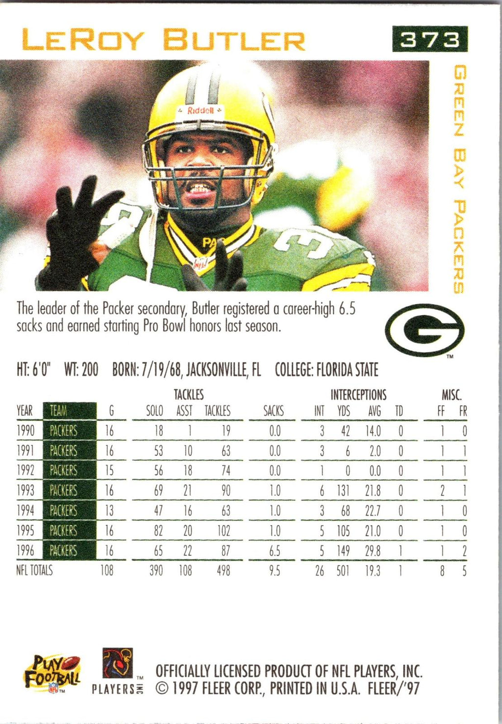 1997 Fleer #373 LeRoy Butler