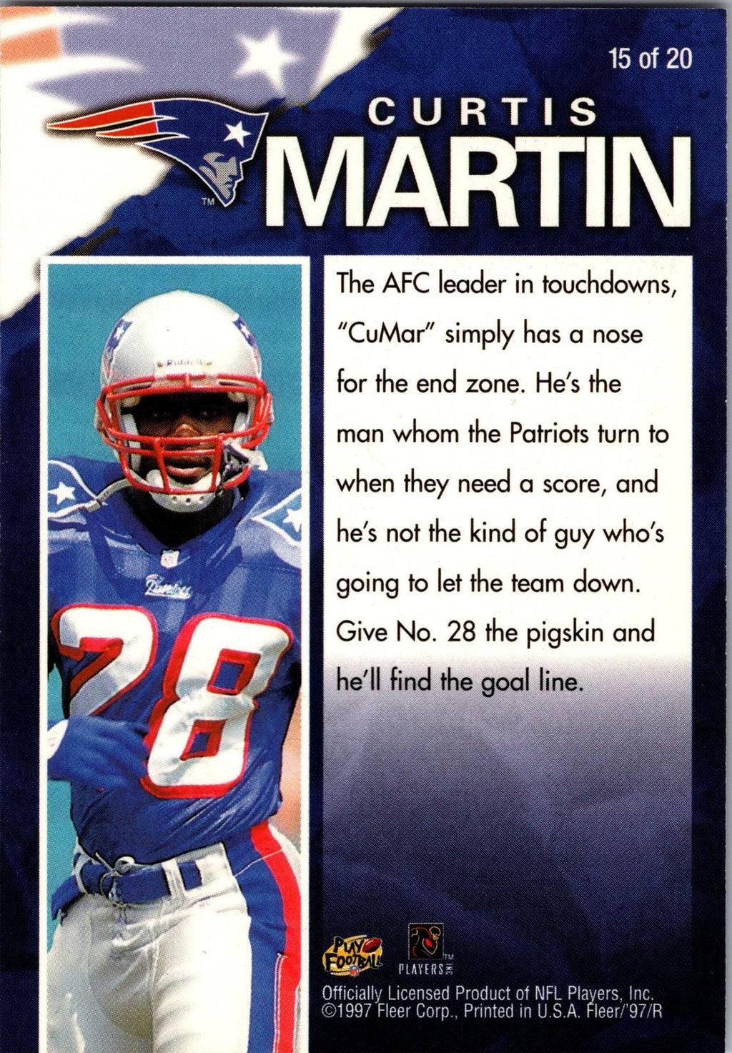 1997 Fleer #15 Curtis Martin Game Breakers