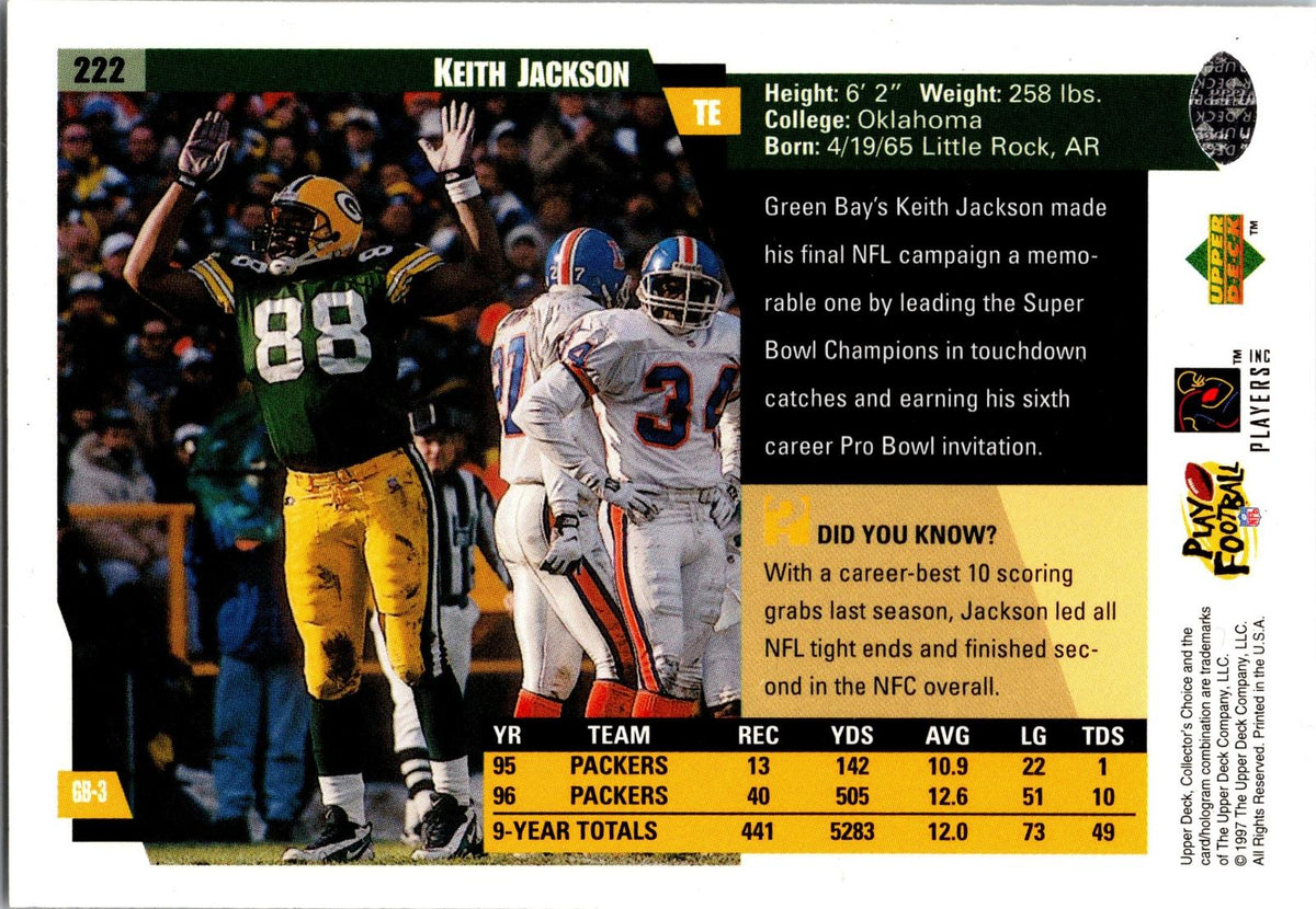 1997 Collector's Choice Green Bay Packers #GB3 Keith Jackson