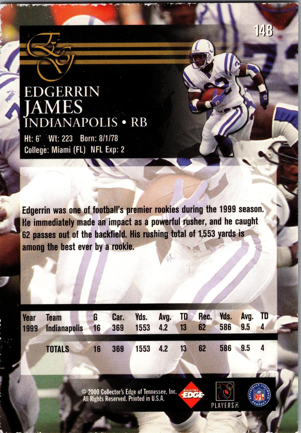 2000 Collector's Edge EG #148 Edgerrin James