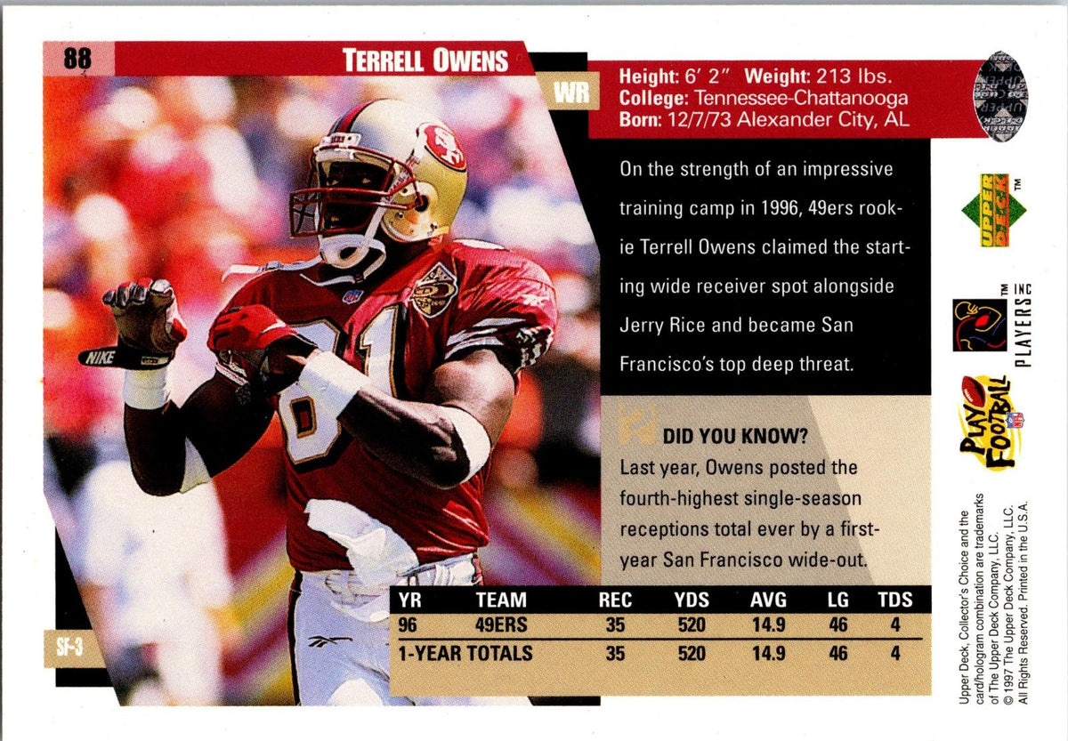 1997 Collector's Choice San Francisco 49ers #SF3 Terrell Owens