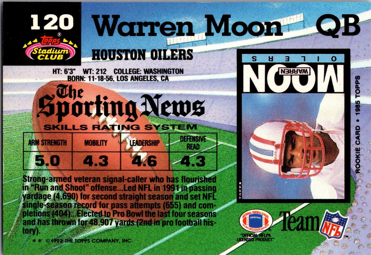 1992 Stadium Club #120a Warren Moon