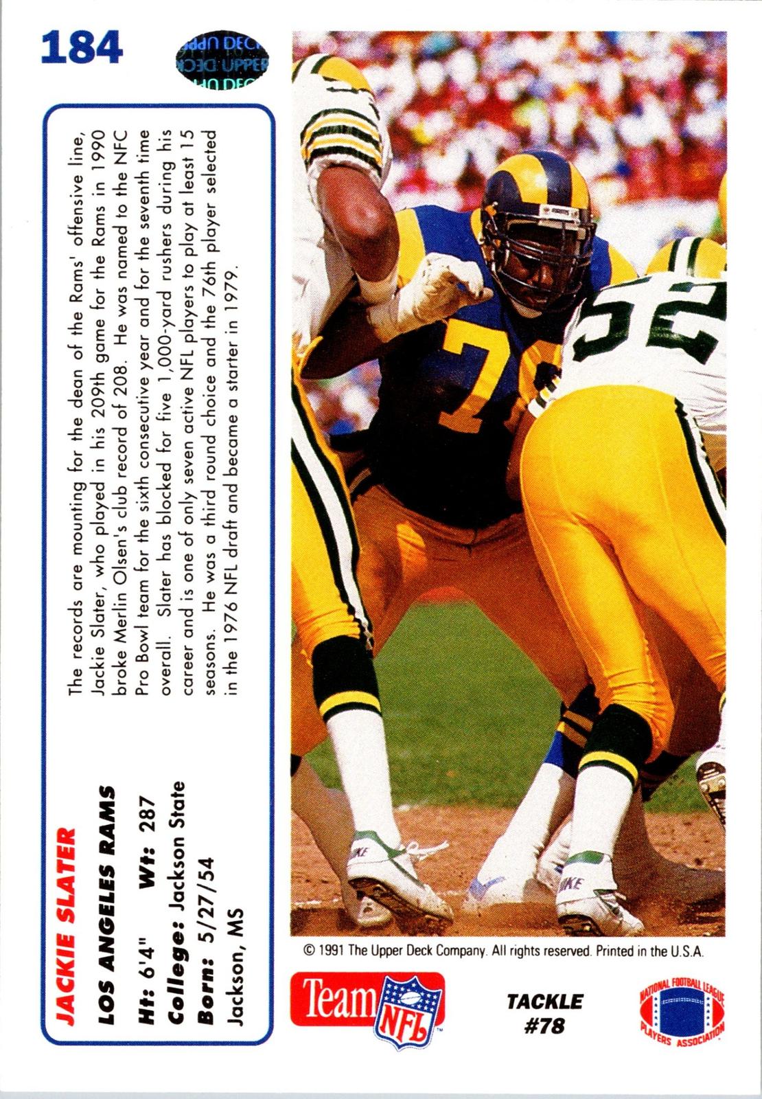 1991 Upper Deck #184 Jackie Slater