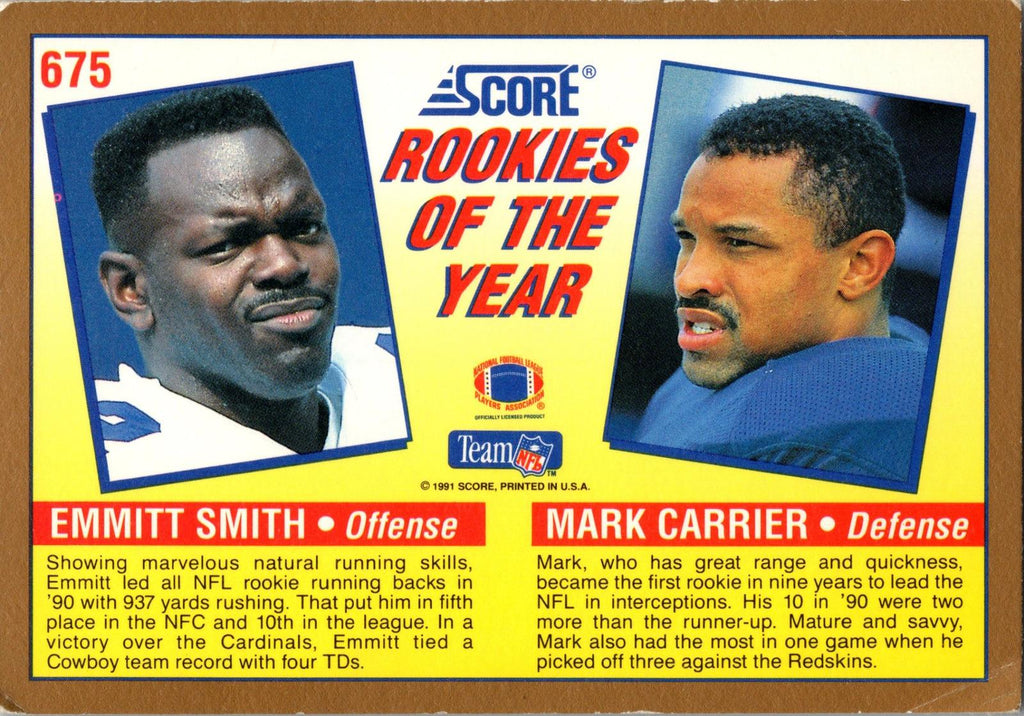 1991 Score #675 Emmitt Smith / Mark Carrier