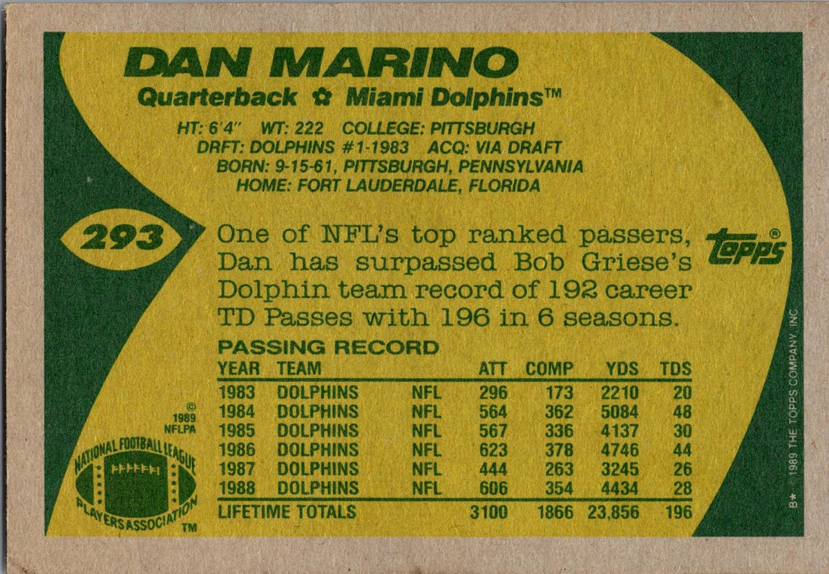 1989 Topps #293 Dan Marino