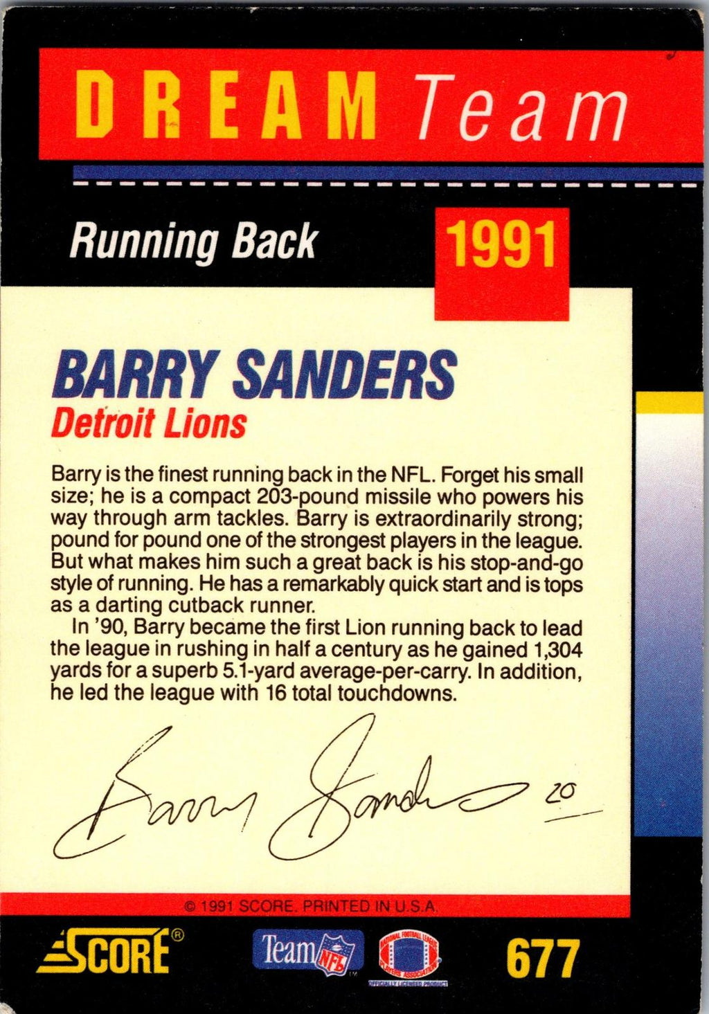 1991 Score #677 Barry Sanders Dream Team Autographs