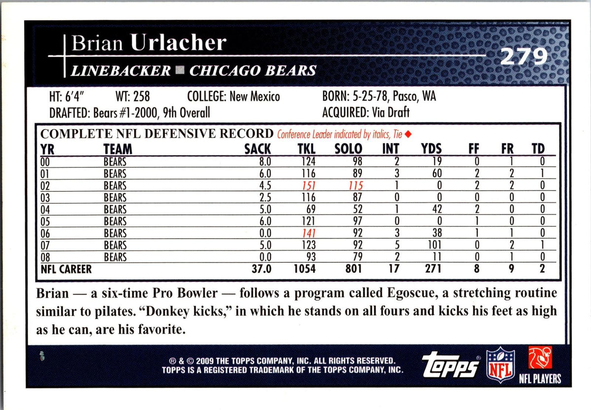 2009 Topps #279 Brian Urlacher