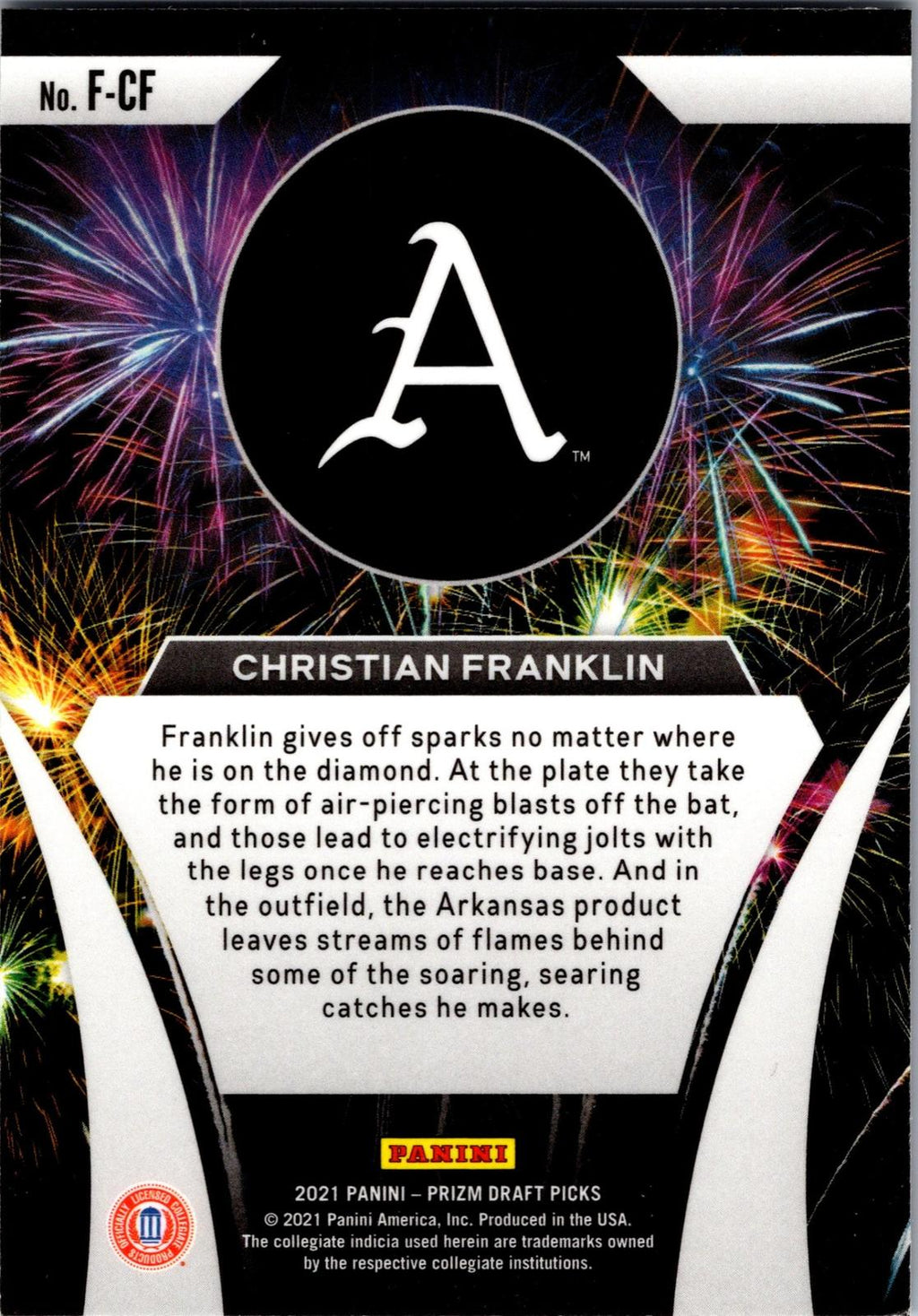 2021 Panini Prizm Draft Picks #F-CF Christian Franklin Fireworks