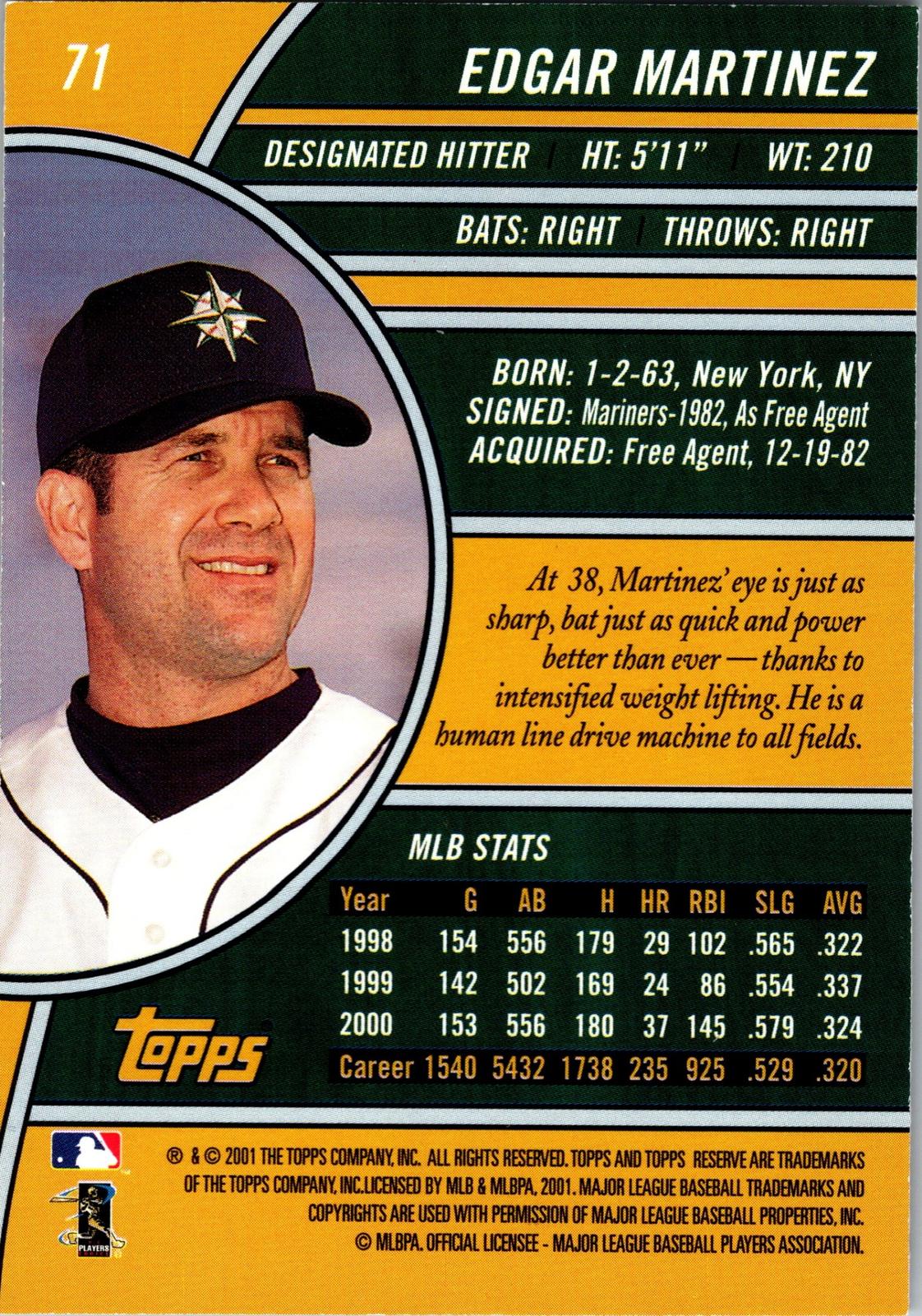 2001 Topps Reserve #71 Edgar Martinez