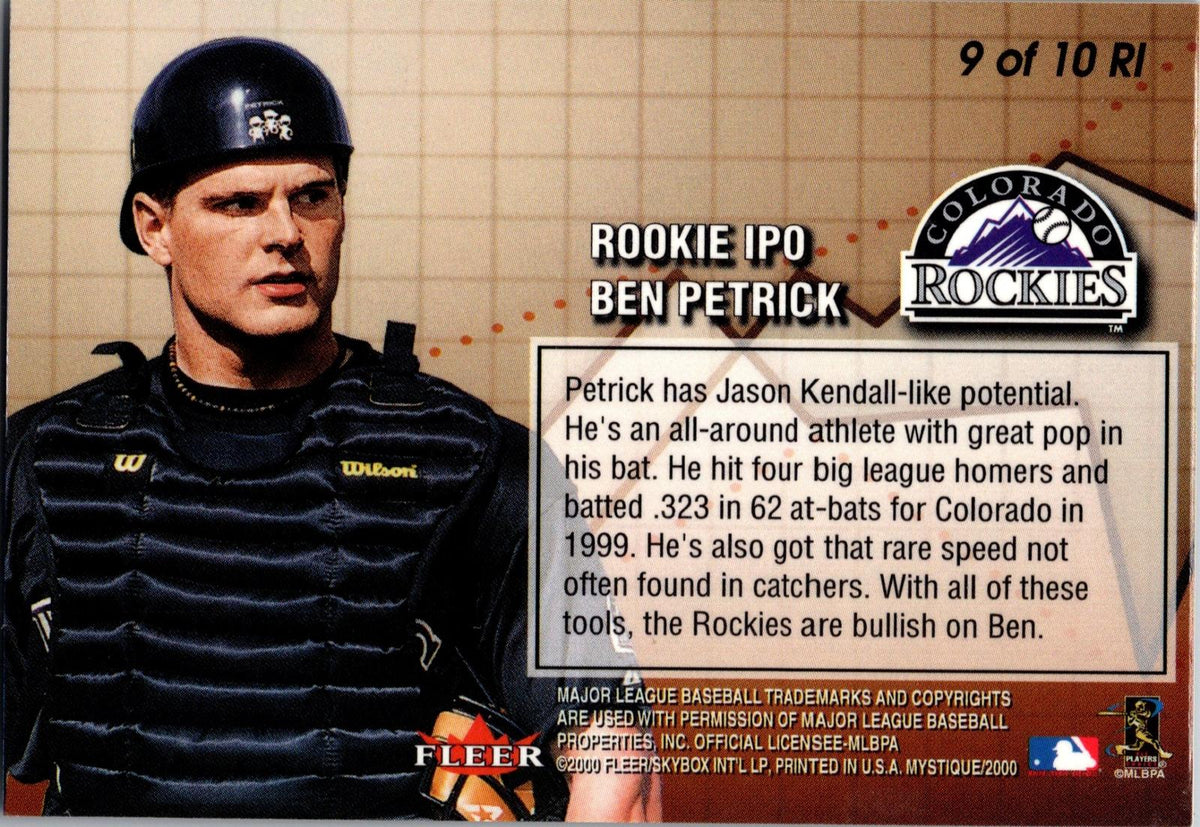 2000 Fleer Mystique #9RI Ben Petrick Rookie IPO