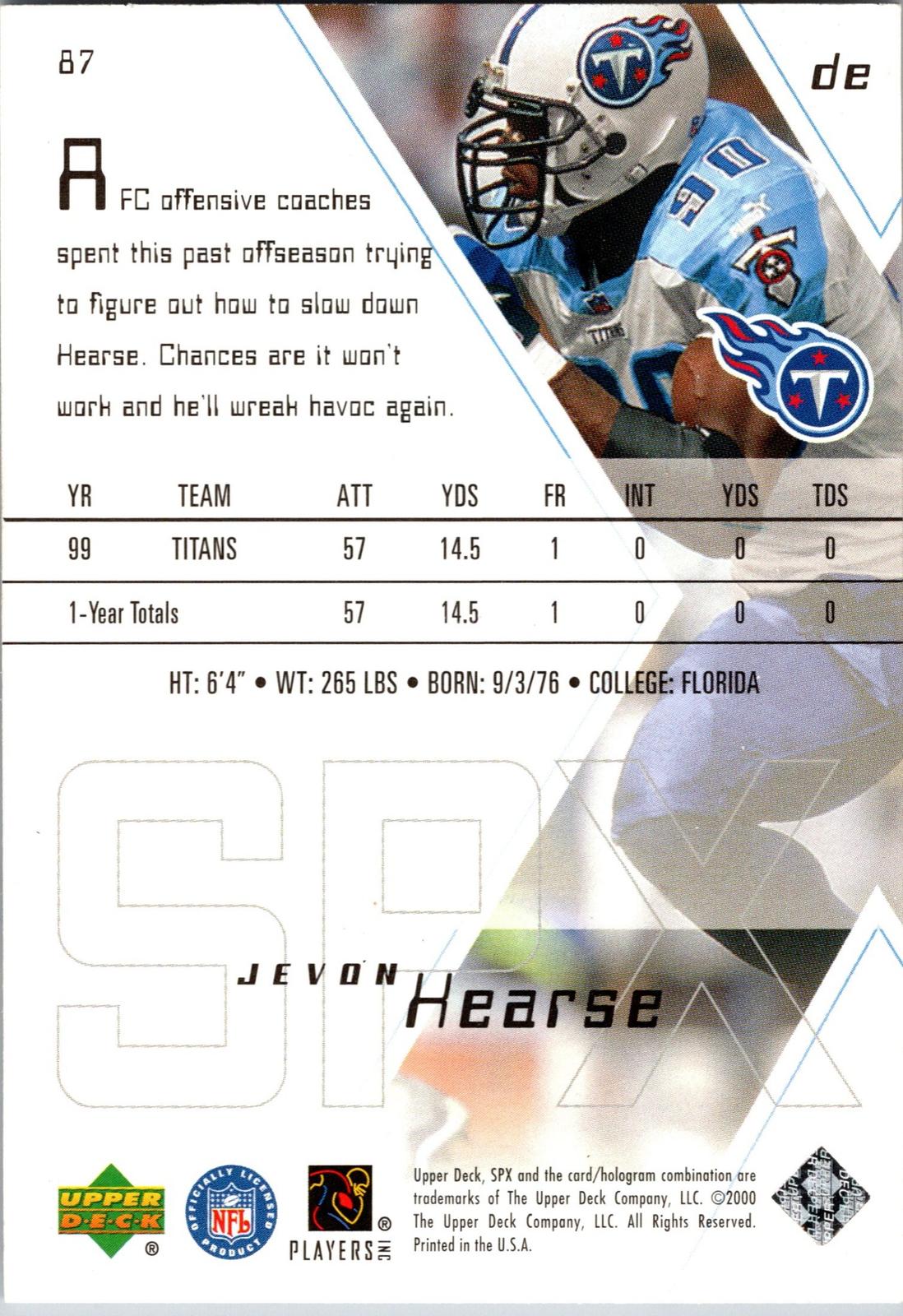 2000 SPx #87 Jevon Kearse
