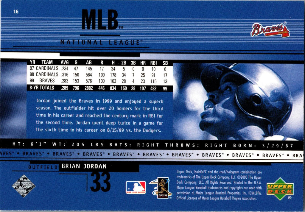 2000 Upper Deck HoloGrFX #16 Brian Jordan