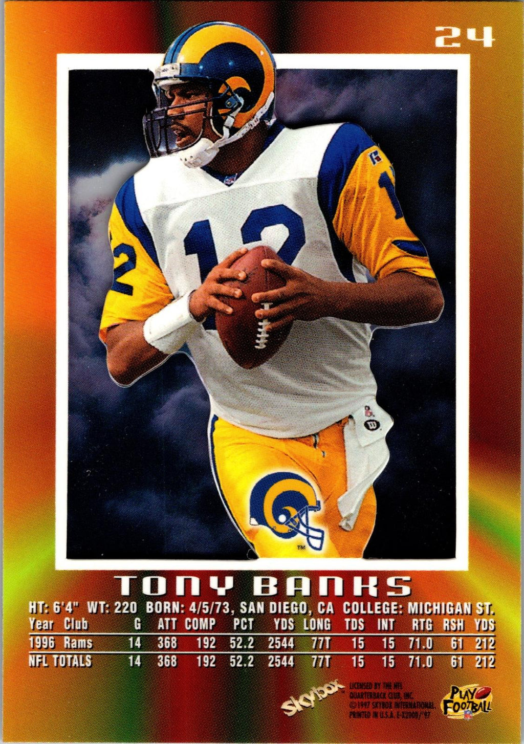 1997 SkyBox E-X2000 #24 Tony Banks
