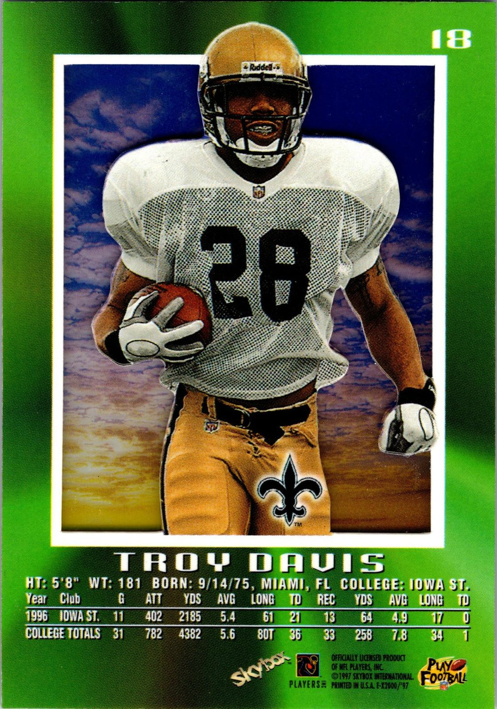 1997 SkyBox E-X2000 #18 Troy Davis